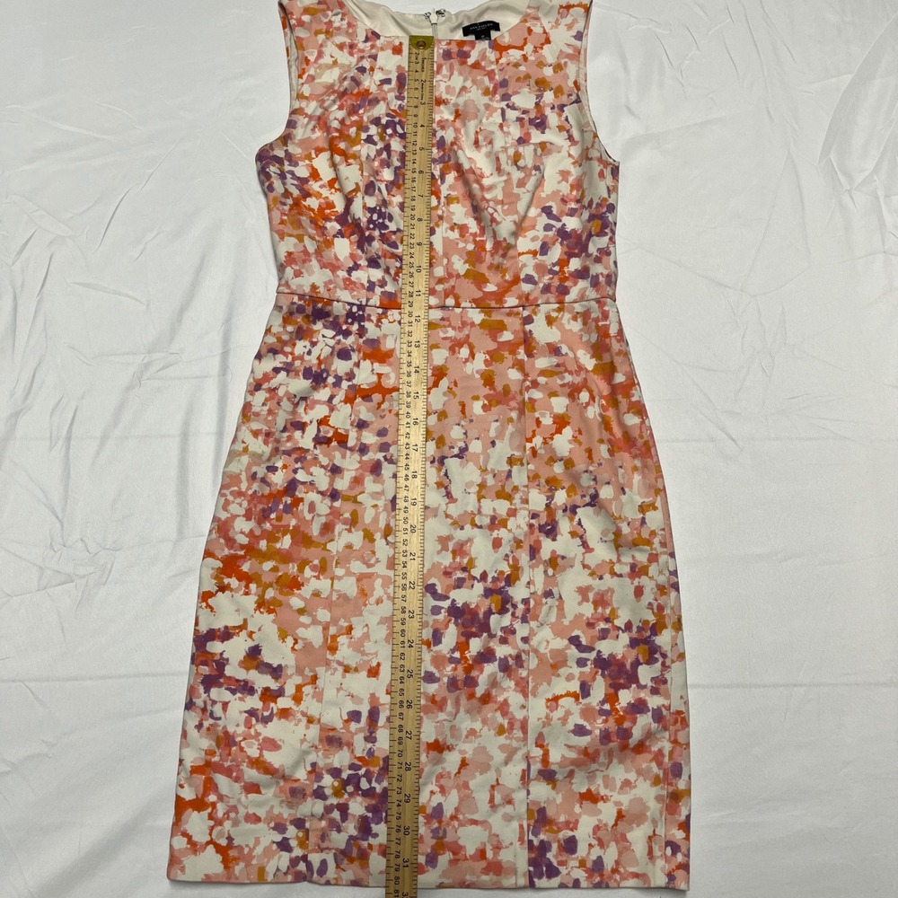 Ann Taylor Pink Orange Abstract Floral Sheath Dress Size 0 - Picture 3 of 5